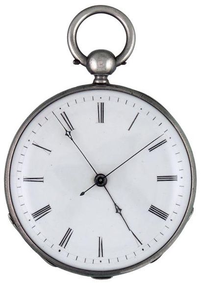 Montre à cylindre en argent aux secondes...