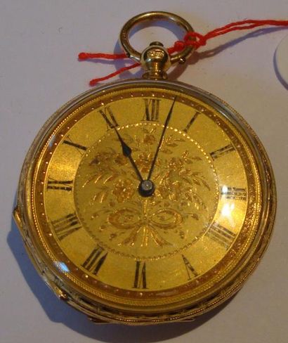 Montre à cylindre en or gravé portant les...