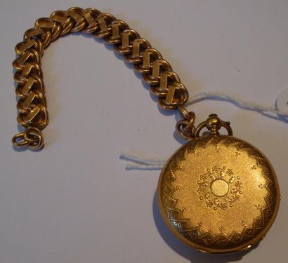Petite montre à cylindre en or avec sa chaîne...