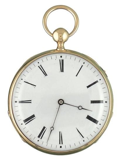 Montre à cylindre en or à répétition des...
