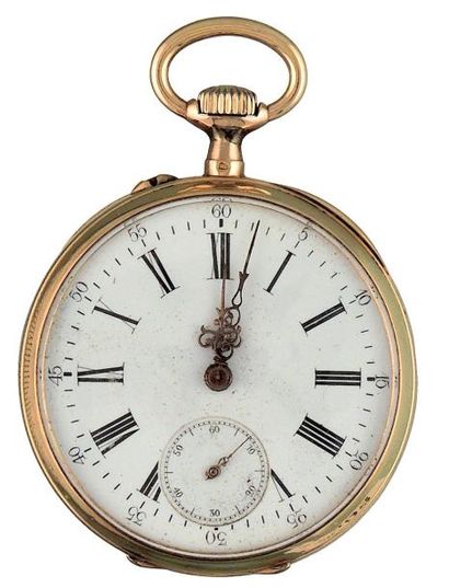 Montre à cylindre en or (pb. 64.3gr), vers...