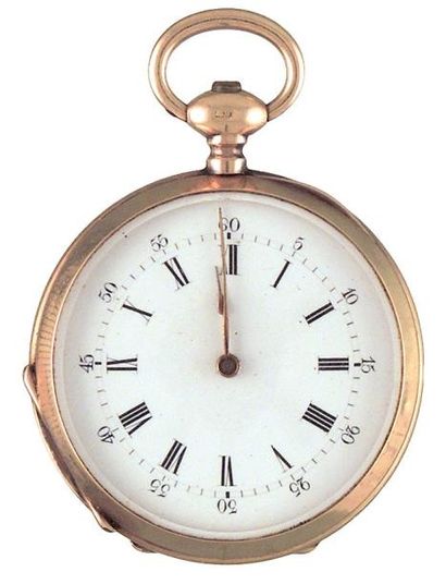 Montre de col à cylindre en or guilloché...