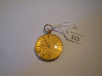 Petite montre à cylindre en or gravé, vers...