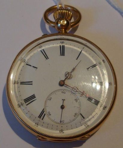 Montre à ancre en or uni (pb 87gr). D. 4...