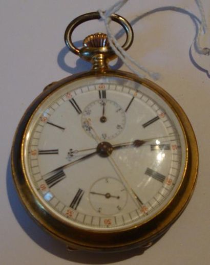 Montre à ancre chronographe en vermeil avec...