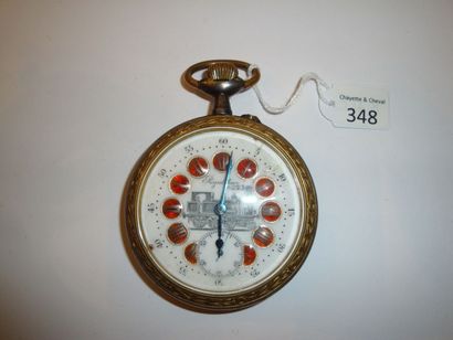 En acier, cadran blanc, cartouches bourgogne,...