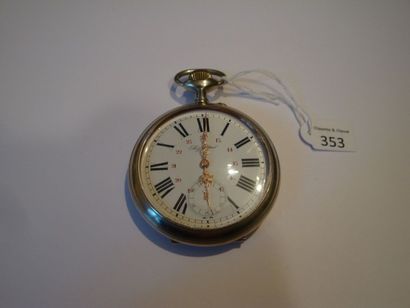 En argentan, cadran en émail blanc à 24 heures,...
