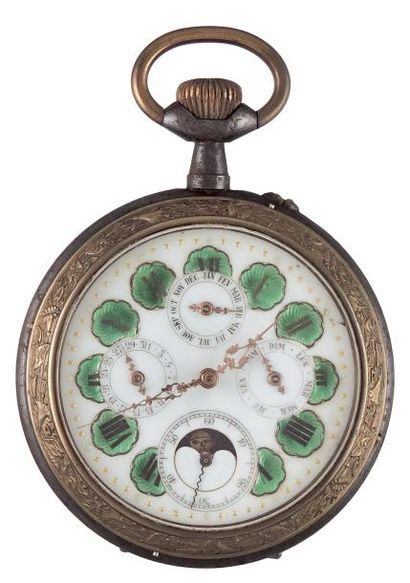 En acier, cartouches vertes, calendrier avec...