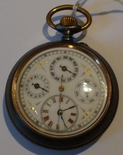Montre à ancre en acier avec calendrier et...