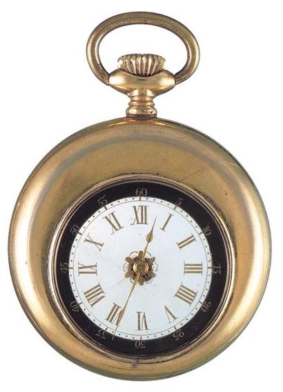 Montre mystérieuse en laiton doré. D. 50...