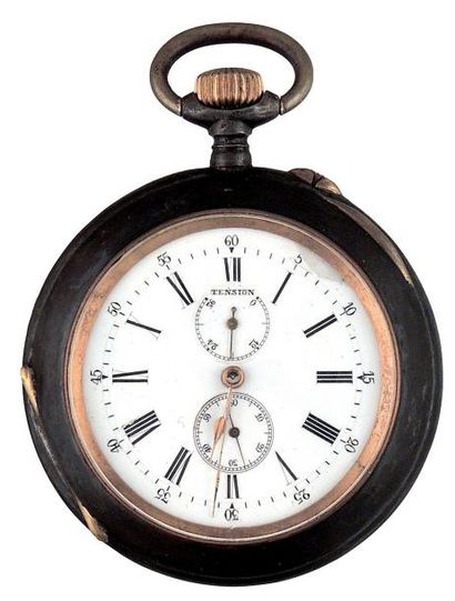 Montre à cylindre automatique en acier noirci....