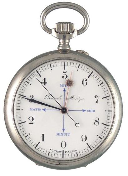 Montre décimale en acier signée 