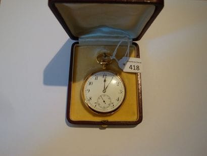 Montre à ancre en or (pb 75gr) avec son étui...