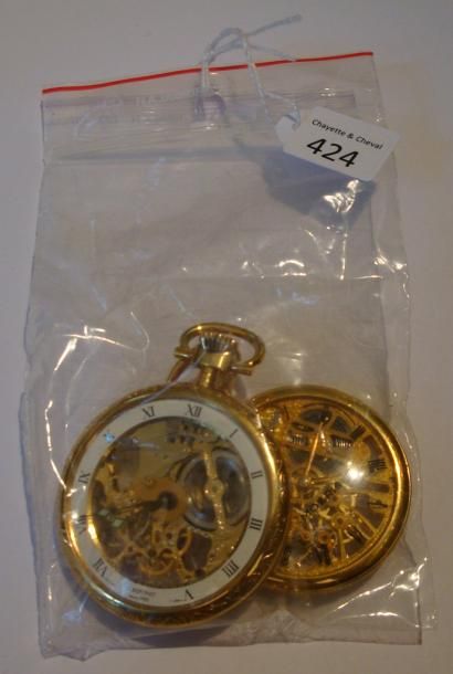 Deux montres à ancre squelette en métal ...