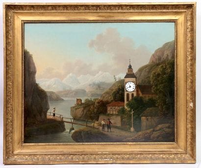 Paysage alpestre, vers 1840. Dans un paysage...