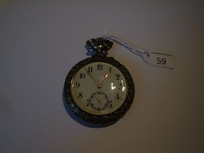 Montre à cylindre avec boîtier en acier signé...