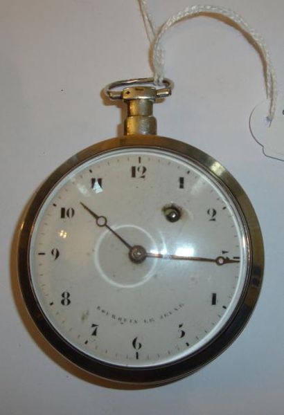 Montre à verge en argent signée 'Bourquin...