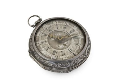 MONTRE à verge à double boîtier en argent...
