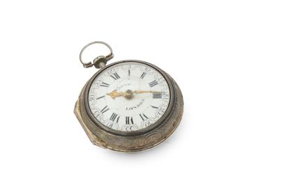 131 MONTRE à verge à triple boîtier en argent...