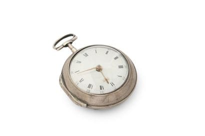 MONTRE à verge à double boîtier en argent...