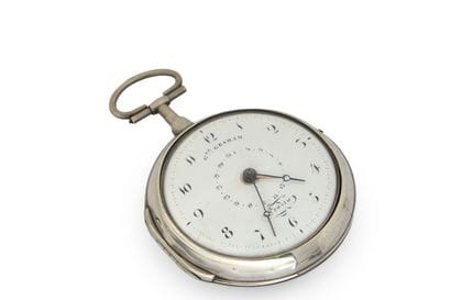 MONTRE à verge à double boîtier en argent...
