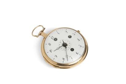 MONTRE à réveil en or (pb. 89 g), vers 1810.
Cadran...