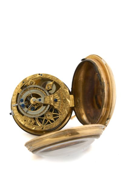 MONTRE à verge squelette en or (pb. 45 g)...