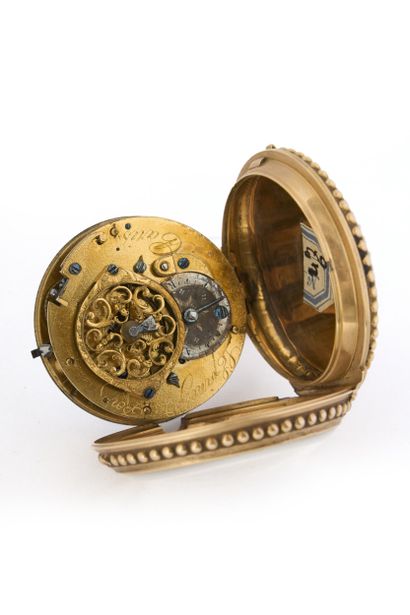 MONTRE à verge en or à quantième et répétition...