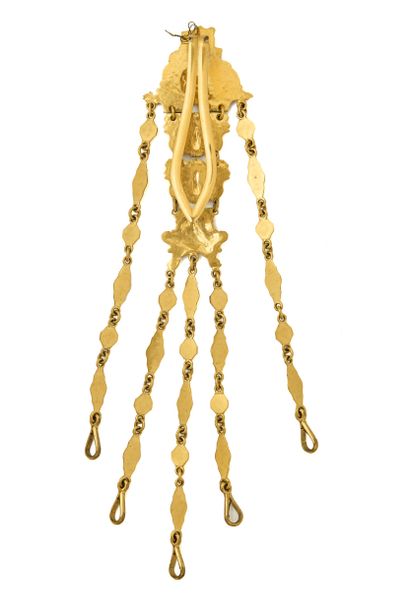 CHATELAINE en laiton doré à quatre maillons...