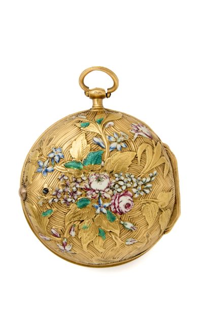 MONTRE à verge en or émaillé (pb. 91 g),...