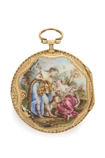 MONTRE à verge en or émaillé (pb. 58 g) signée...