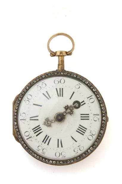 MONTRE à verge en or émaillé (pb. 46 g) signée...