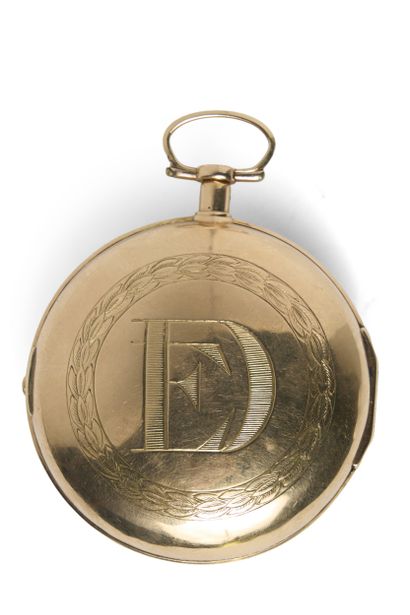 MONTRE à réveil en or (pb. 89 g), vers 1810.
Cadran...