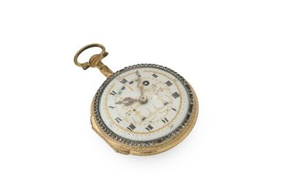 MONTRE à verge en argent ornée d’émail signée...