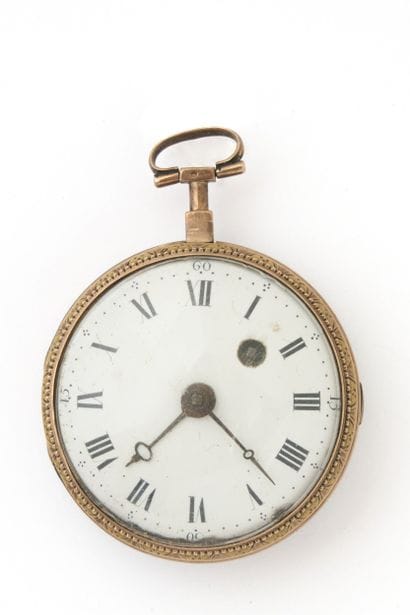 MONTRE à verge en or (pb. 69 g) émaillé signée...