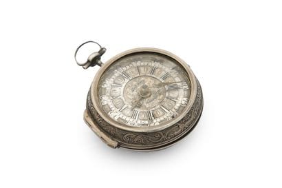MONTRE à verge à double boîtier en argent...