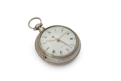 MONTRE à cylindre à double boîtier en argent...