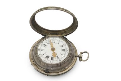 MONTRE à verge à triple boîtier en argent...