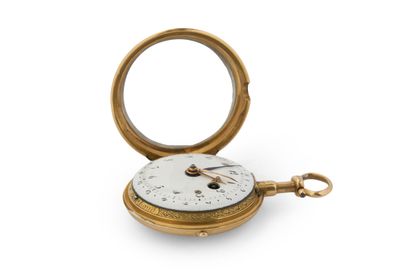 MONTRE à verge en or à quantième et répétition...