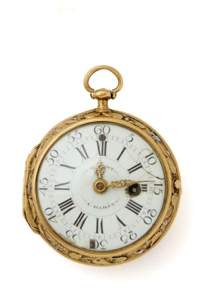 MONTRE à verge en or émaillé (pb. 91 g),...