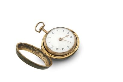 MONTRE à verge à double boîtier signée (mouvement)...