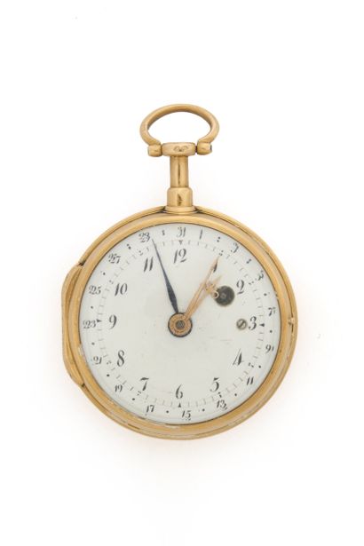 MONTRE à verge en or à quantième et répétition...