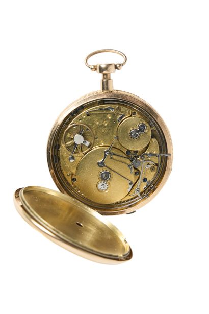 MONTRE à cylindre en or (pb. 114 g) à répétition...
