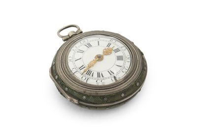 MONTRE à verge à triple boîtier en argent...