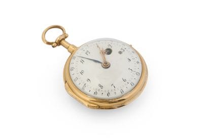 MONTRE à verge en or à quantième et répétition...