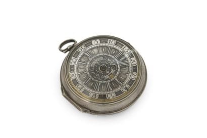 MONTRE à verge en argent à quantième signée...