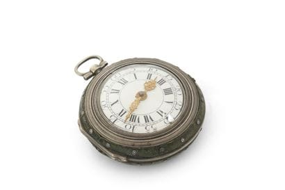 MONTRE à verge à triple boîtier en argent...