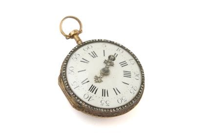 MONTRE à verge en or émaillé (pb. 46 g) signée...