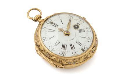 MONTRE à verge en or émaillé (pb. 91 g),...