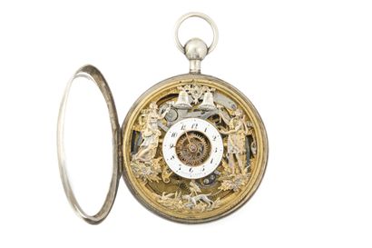MONTRE à verge demi-squelette à répétition...